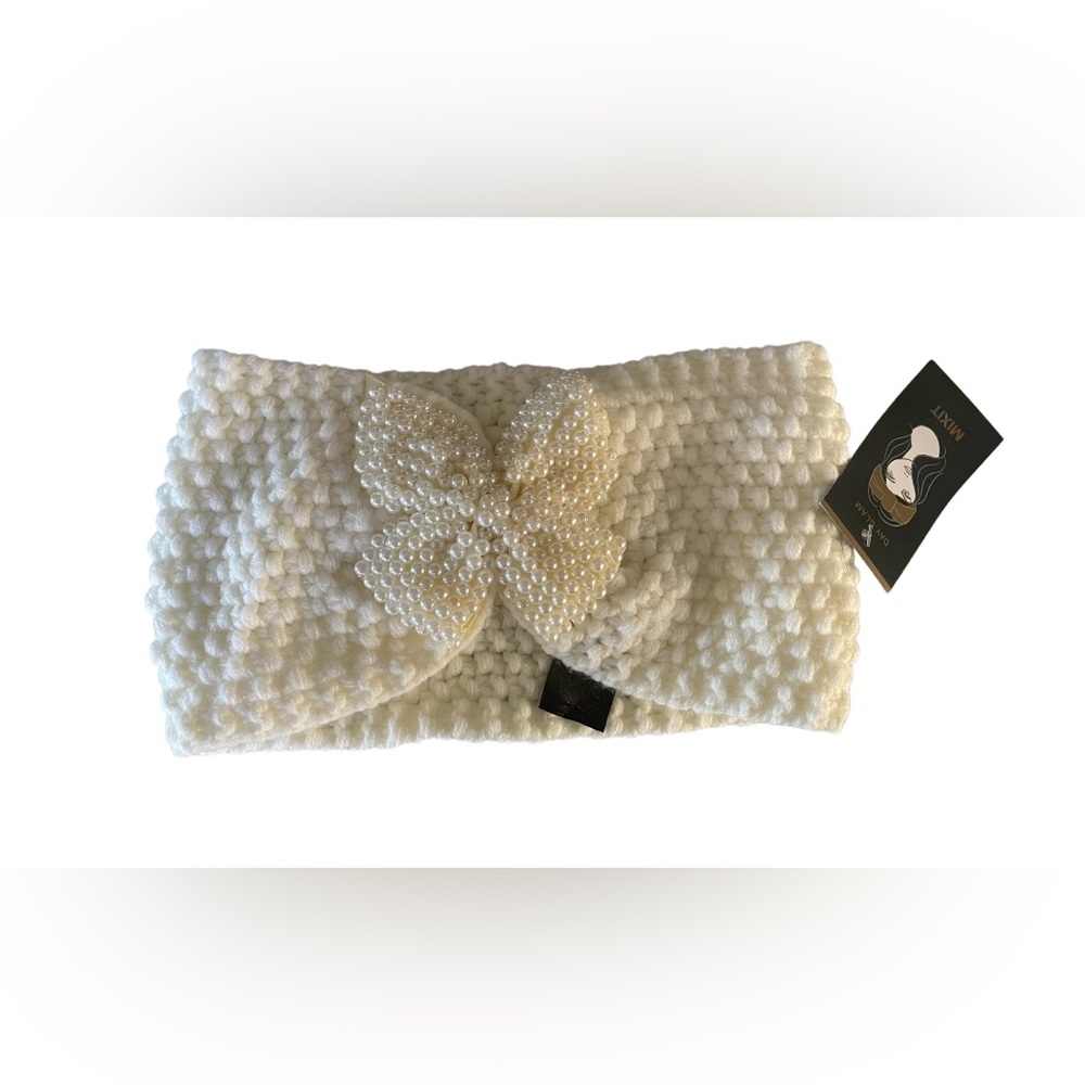 Mixit: Ivory Cream Beaded Headband Headwarmer